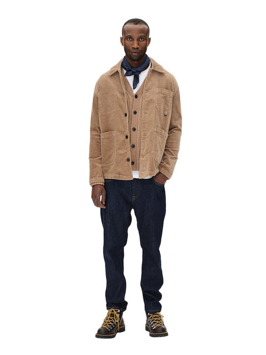 Long Sleeve Corduroy Overshirt In Regular Fit Sand