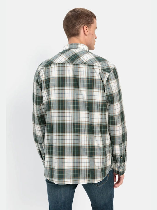 Camel Active Men's Shirt Long Sleeve Cotton Checked Green