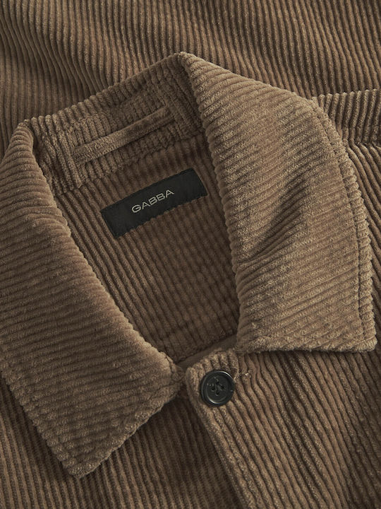 Long Sleeve Corduroy Overshirt In Regular Fit Sand