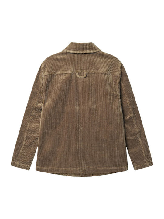 Long Sleeve Corduroy Overshirt In Regular Fit Sand