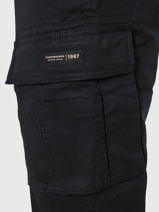 Funky Buddha Herrenhose Cargo in Normaler Passform Schwarz