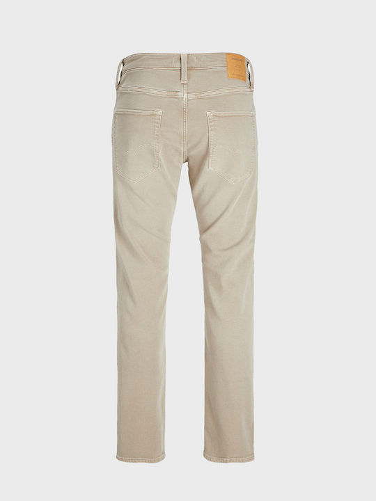 Jack & Jones Mike Pantaloni de Bărbați din Jean în Linie Tapered Beige