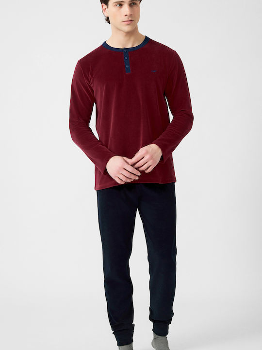 Minerva Men's Winter Pajamas Set Bordeaux