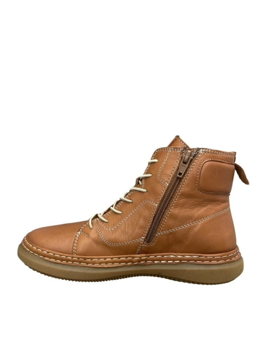 Leder Stiefeletten Damen Tabac Braun