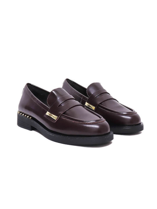 Ash Combo Women's Loafers in Burgundy Color