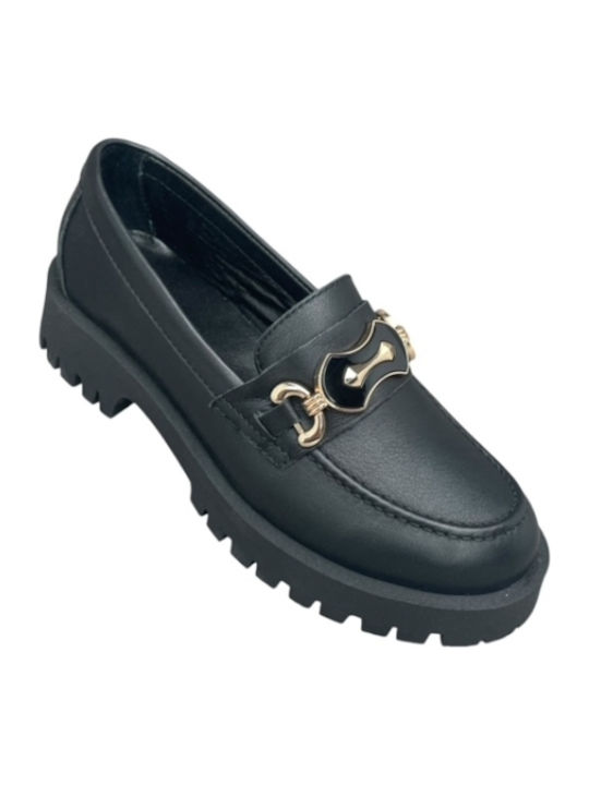 Leather Women's Loafers in Black Color