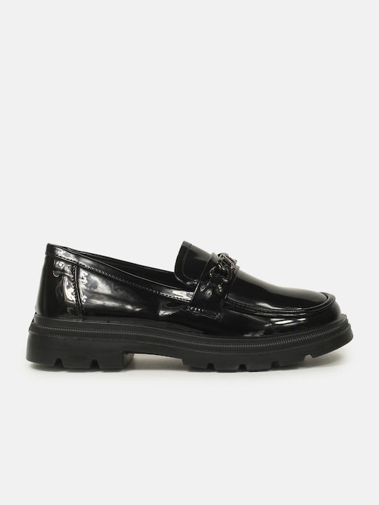 InShoes Patent Leather Women's Loafers in Black Color