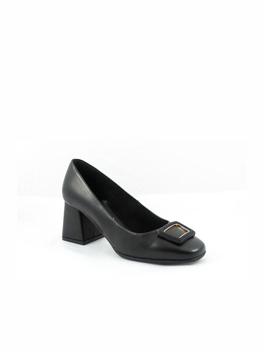 Ragazza Leather Black Medium Heels