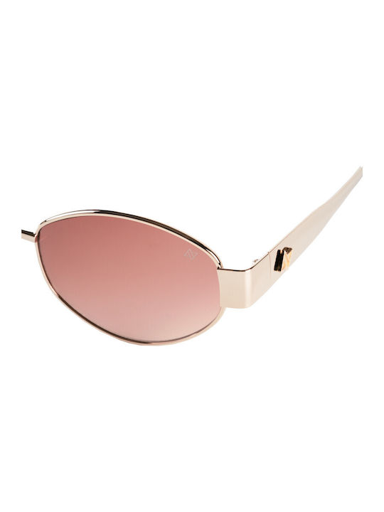 AV Sunglasses Gigi Women's Sunglasses with Gold Metal Frame and Brown Gradient Lens 101-Gigi Gold/Pink