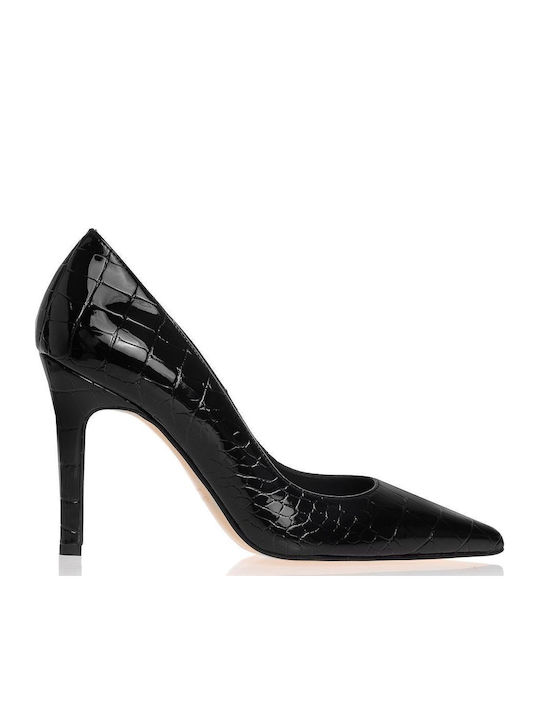 Synthetic Leather Black High Heels