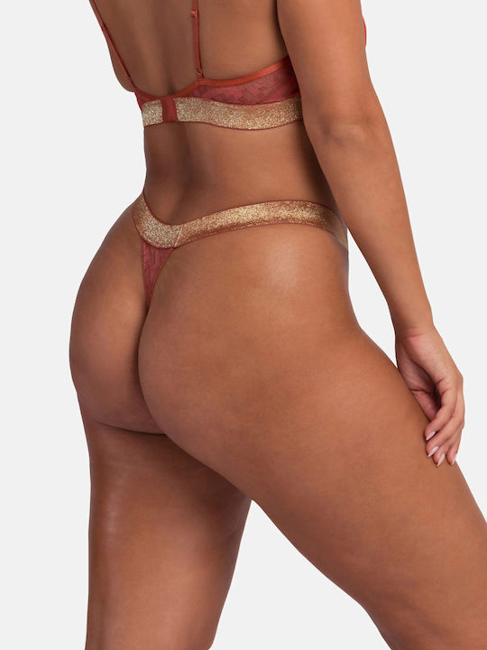 Γυναικεία String 2Pack Κεραμιδί, Μαύρο
