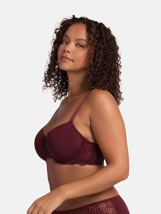 Bra with Light Padding Underwire Red/Beige