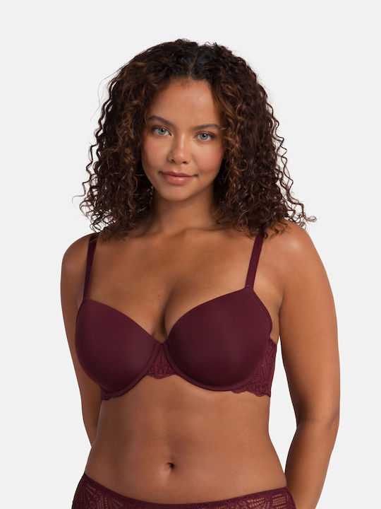 Bra with Light Padding Underwire Red/Beige