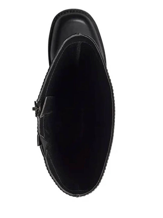 Niche Leather Women's Boots with High Heel Black