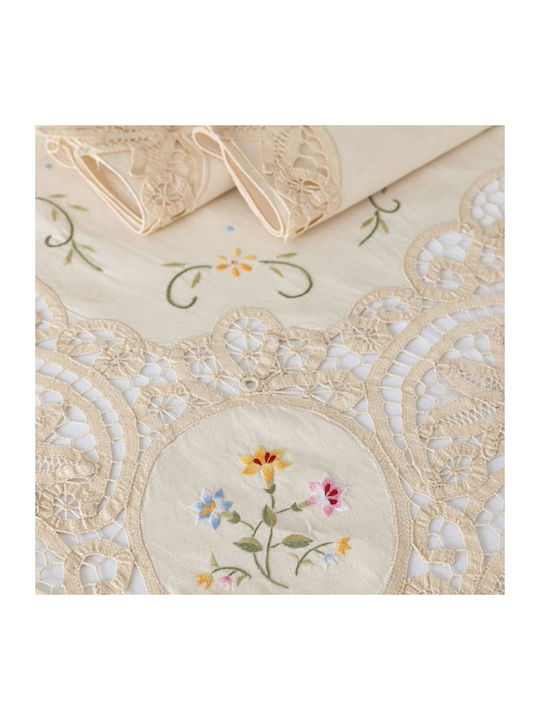 Palamaiki Tablecloth Cotton Set 13pcs Caroline Ecru 180x270cm