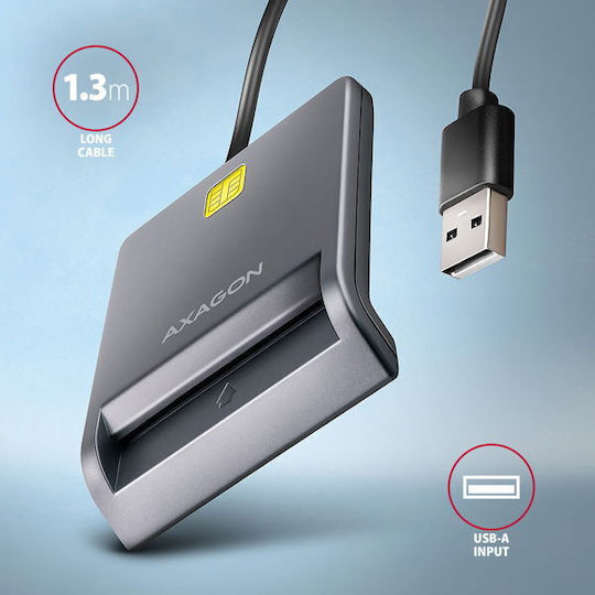 Axagon Card Reader USB 2.0 για SmartCard (CRE-SM3T)