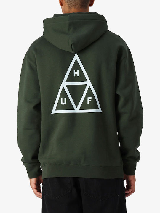 HUF Triple Triangle Pullover Men's Sweatshirt with Hood Hunter Green