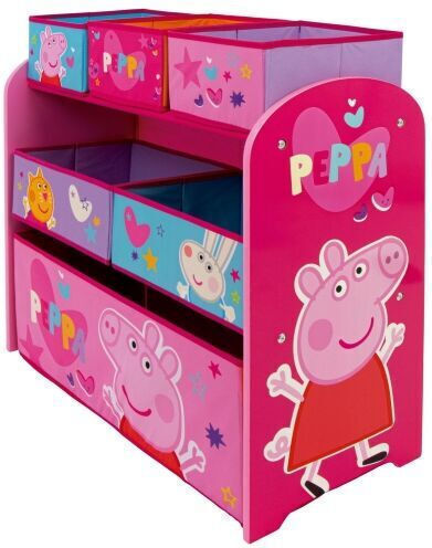 Sistem de Depozitare Jucării din Lemn Peppa Pig Roz 66.5x30x67cm 7buc