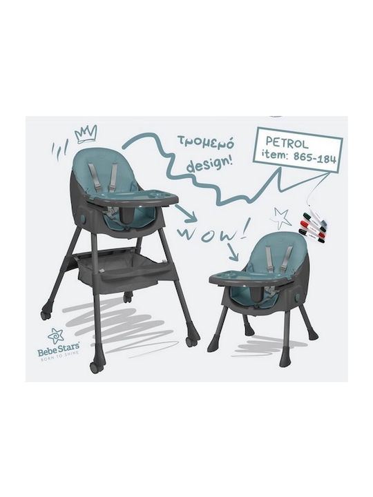 Bebe Stars Comfy Foldable Highchair 2 in 1 with Plastic Frame & Leatherette Seat Pine