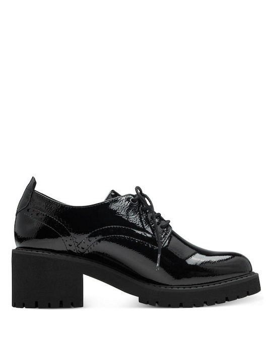 Marco Tozzi Damen Oxfords aus Lackleder in Schwarz Farbe