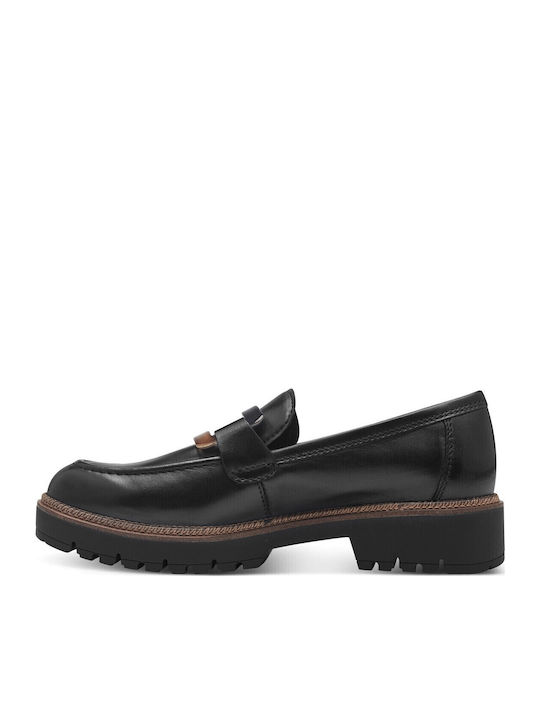 Leather Women's Loafers in Black Color