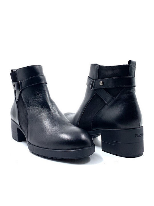 Leder Stiefeletten Damen Schwarz