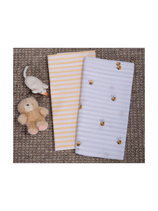 Nef-Nef Homeware Bee Set Baby Bettlaken Für Wiege Baumwolle Weiß 70x120cm 2Stück