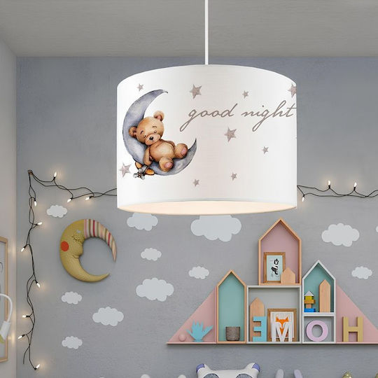 Pakketo Baby Bear Good Night Einfaches Licht Kinderdeckenleuchte Deckenleuchte mit Fassung E27 Weiß 28x70cm