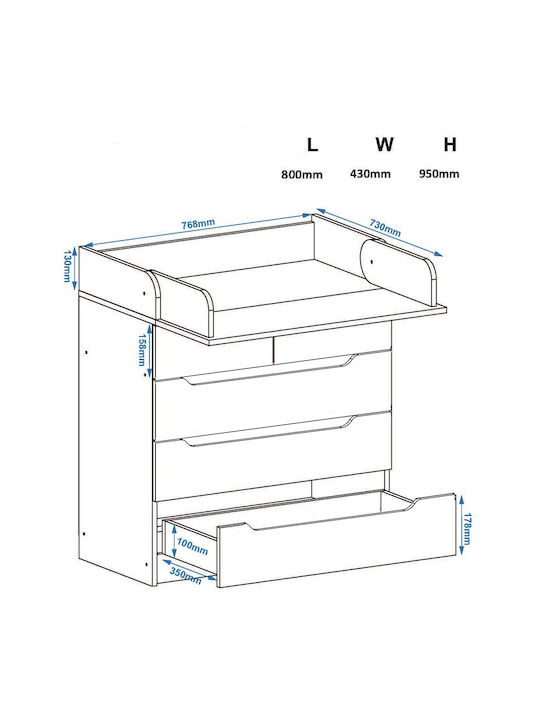 Baby Dresser with 5 Drawers Brown 80x43x95cm