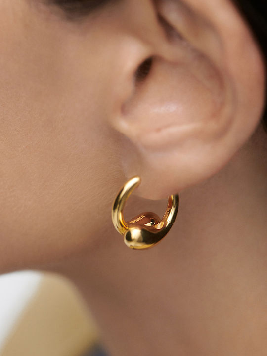 Kritsimis Earrings Hoops made of Silver Gold Plated with Stones