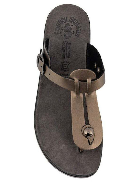 Fantasy Sandals Mirabella Leather Women's Flat Sandals Antracite perle