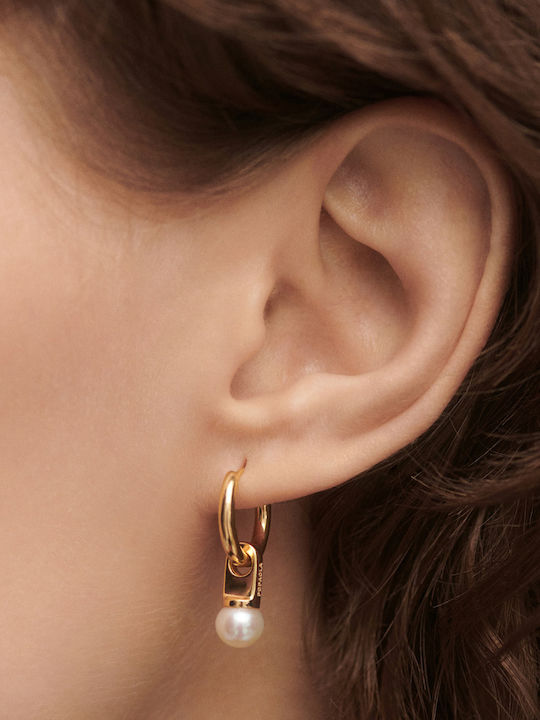 Earrings Hoops made of Silver Gold Plated with Stones