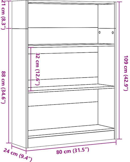 Bibliotecă Maro 80x24x109 cm
