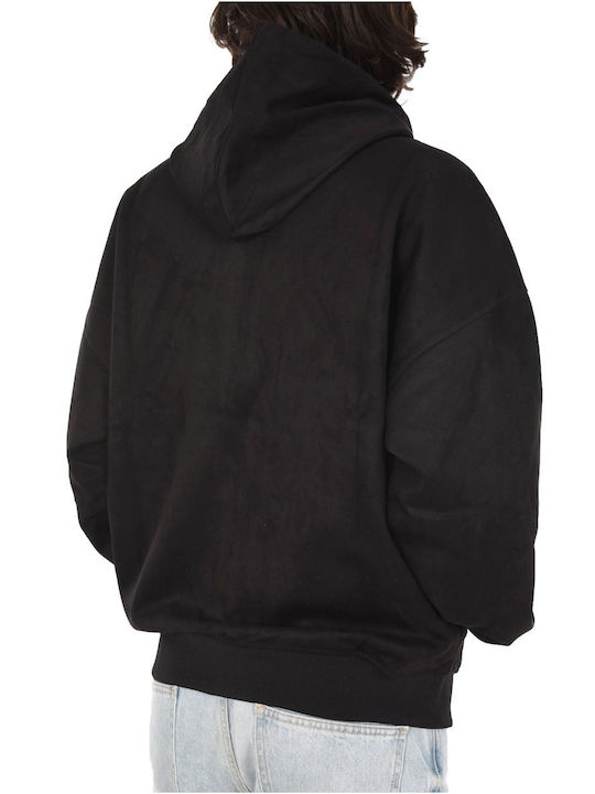 Guess Men's Sweatshirt Jacket with Hood and Pockets Jet Black