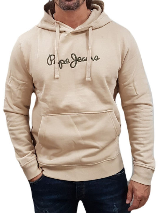 Pepe Jeans Herren Sweatshirt mit Kapuze Concrete Beige, Ecru