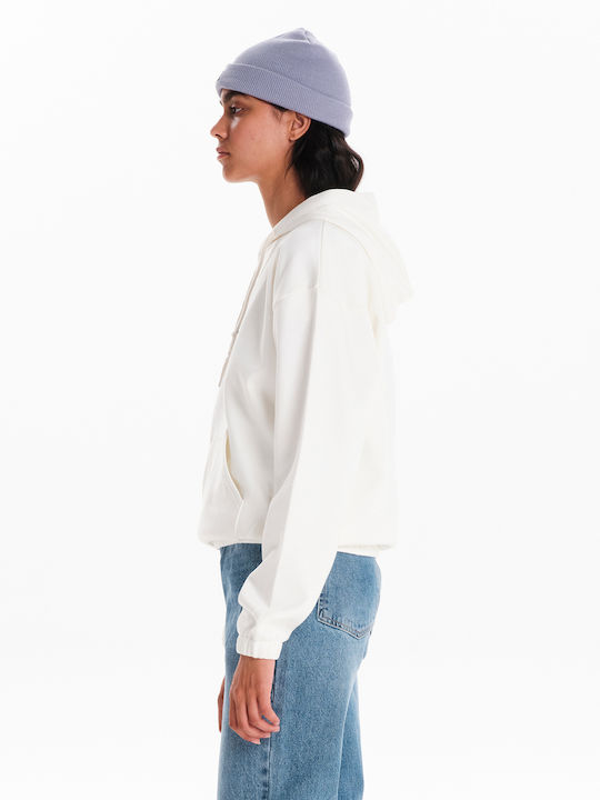 Cropped Women's Sweatshirt Hooded White