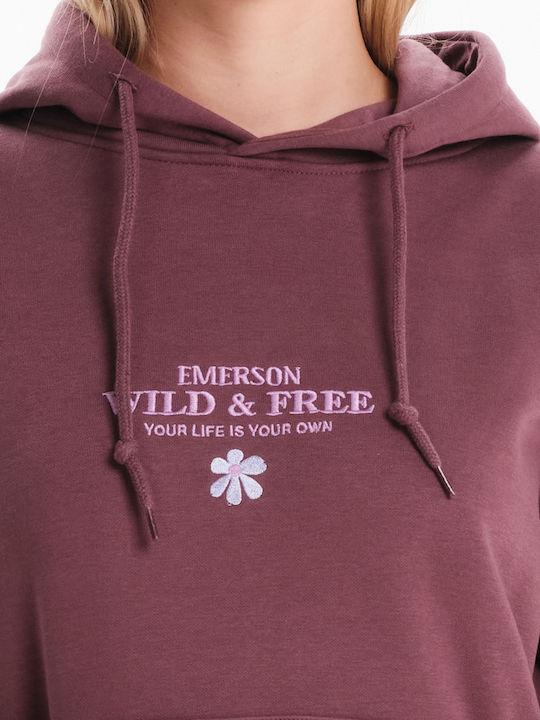 Cropped Women's Sweatshirt Hooded Purple