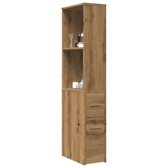 vidaXL Στήλη Μπάνιου Τοίχου Μ22xΒ41xΥ135cm Δρυς