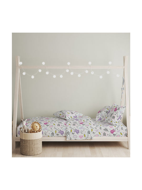 Cokitex Σετ Σεντόνια Μονά Βαμβακερά Pink 165x270cm 3τμχ