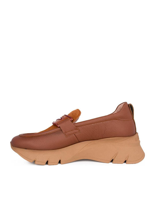 Leder Damen Loafers in Tabac Braun Farbe