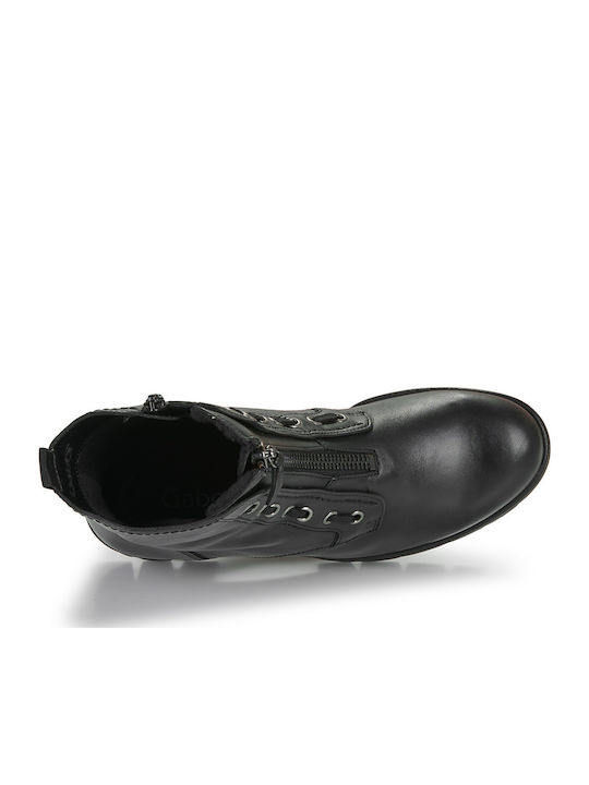 Leder Stiefeletten Damen Schwarz