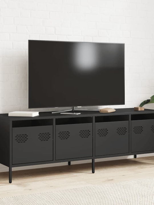 TV Stand Metal Black Velvet-Black Metal L135xW39xH43.5cm