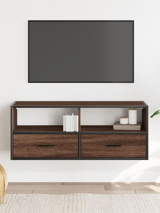 TV Stand from Metal & Wood Brown Oak L100xW31xH39.5cm