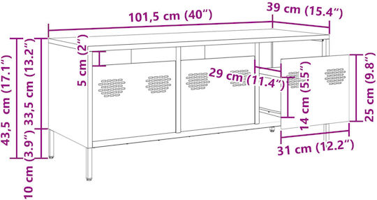 TV-Ständer Metall Senfgelb M101.5xP39xH43.5cm