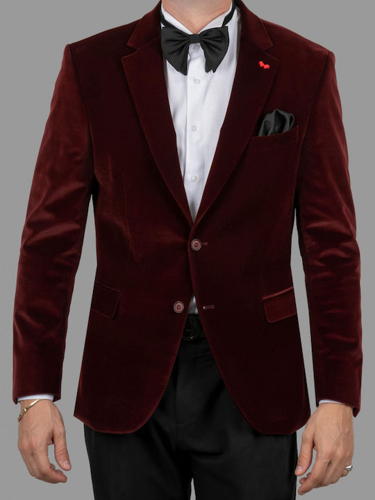 Dezign Men's Winter Suit Jacket Slim Fit burgundy