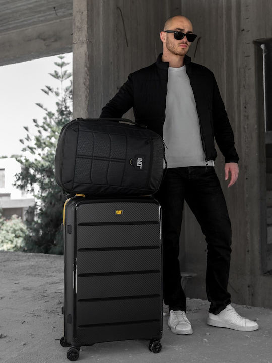 CAT Nested Large Travel Suitcase Hard Black with 4 Wheels Height 70cm 84379-01