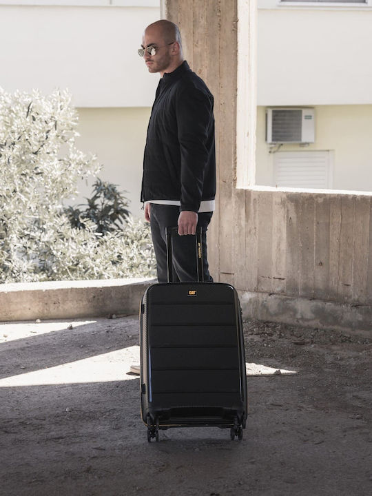 CAT Nested Medium Travel Suitcase Hard Black with 4 Wheels Height 60cm 84379-01
