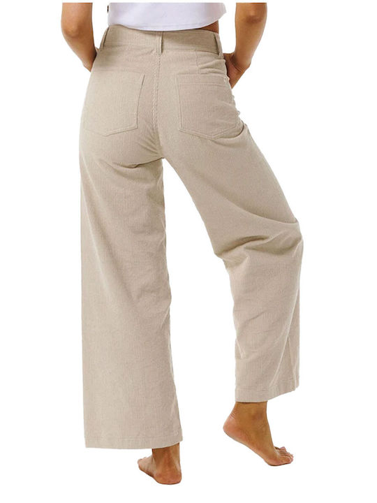 Rip Curl Women's Cotton Trousers in Slim Fit Beige