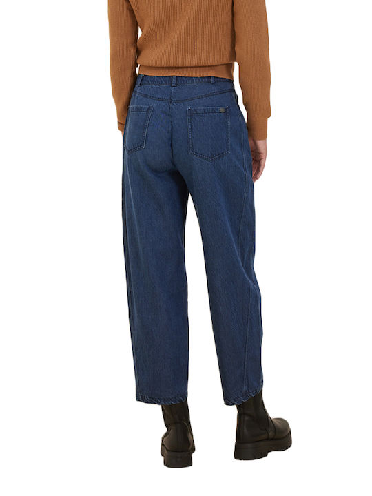 Namaste Women's High-waisted Cotton Trousers Blue