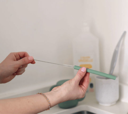 Beaba Sage Green Silicone Straw Training Cup Accessory Set